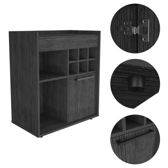 Whitlock 6 Bottle 2 Shelf Bar Cabinet Smokey Oak B...