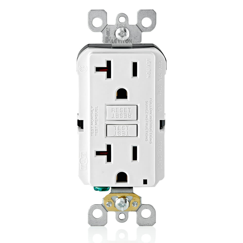 Leviton SmartlockPro GFCI Outlet 20A 125V 5-20R White Duplex