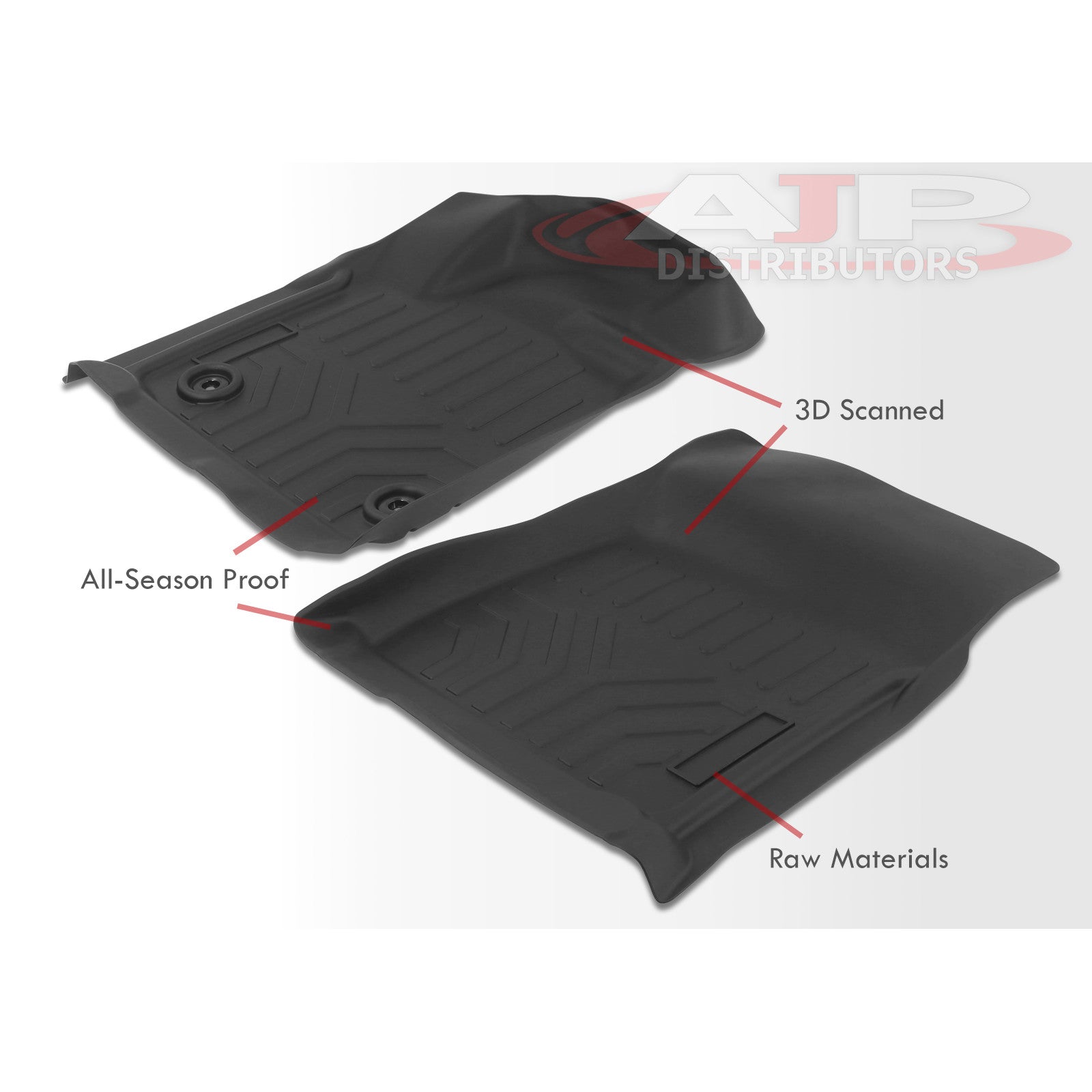 AJP Distributors All Weather Season Proof Rubber Floor Mats Front Rear Set Compatible/Replacement For Toyota Tundra Double / CrewMax Cab 2014 2015 2016 2017 2018 2019 2020 2021 14 15 16 17 18 19 20 21