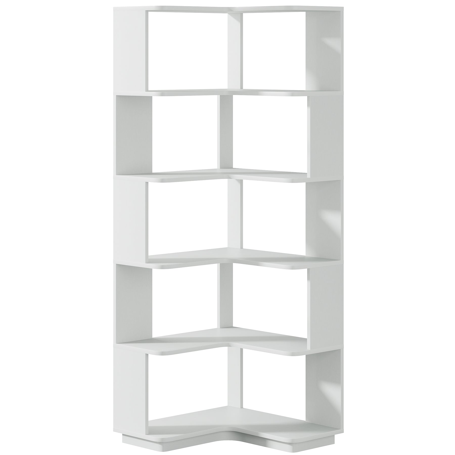 6-Tier Corner Bookshelf, 64.96 Corner Bookcase with Anti-Drop Panel