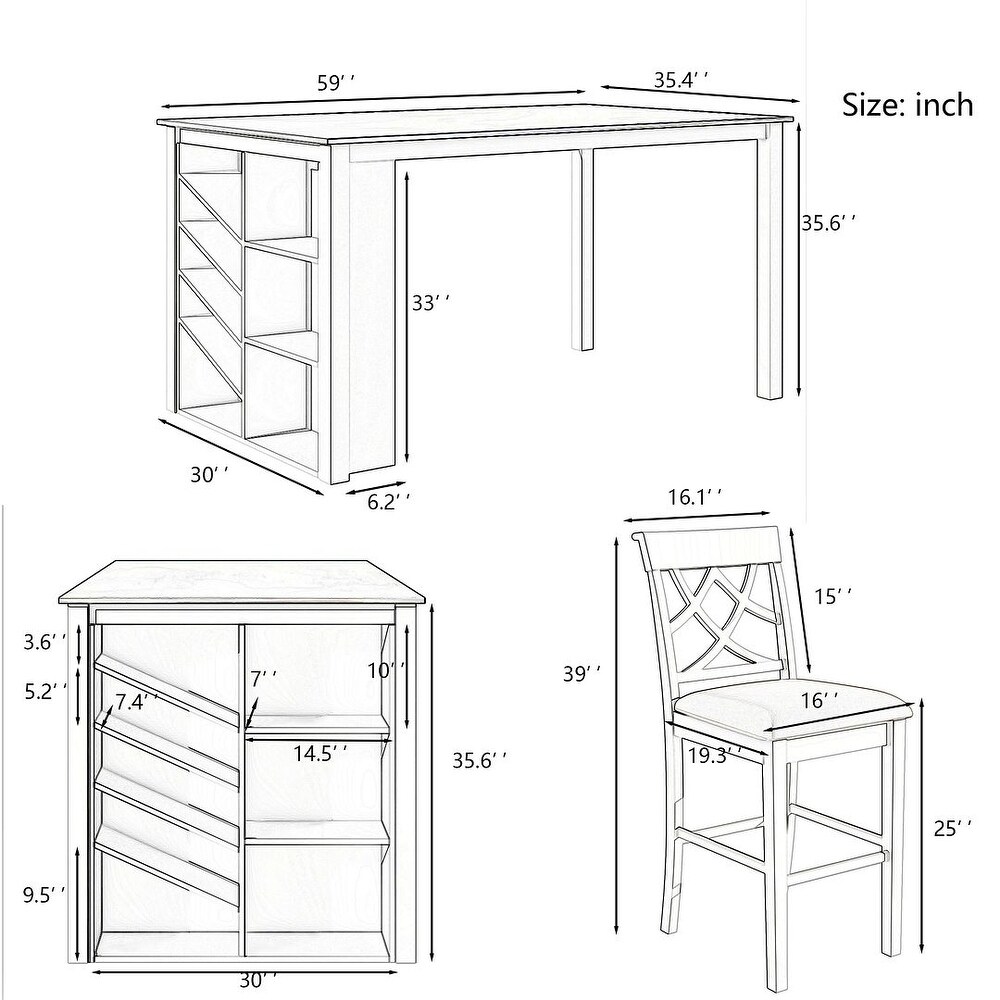 5 Piece Counter Height Solid Wood Dining Table/59\