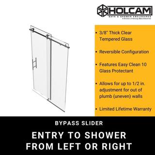 Holcam Eclipse 60 in. W x 76 in. H Frameless Sliding Shower Door in Oil Rubbed Bronze ECSE180.ORB.CLR.6076.HS