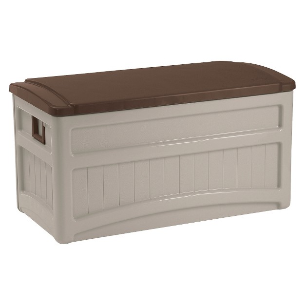 Suncast Resin Deck Box With Wheels 78gal Taupe brown