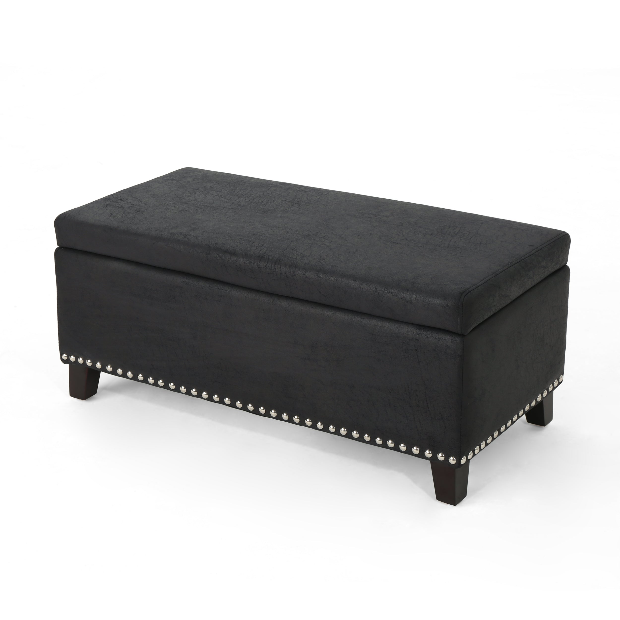 Carl Rectangle Microfiber Storage Ottoman Bench