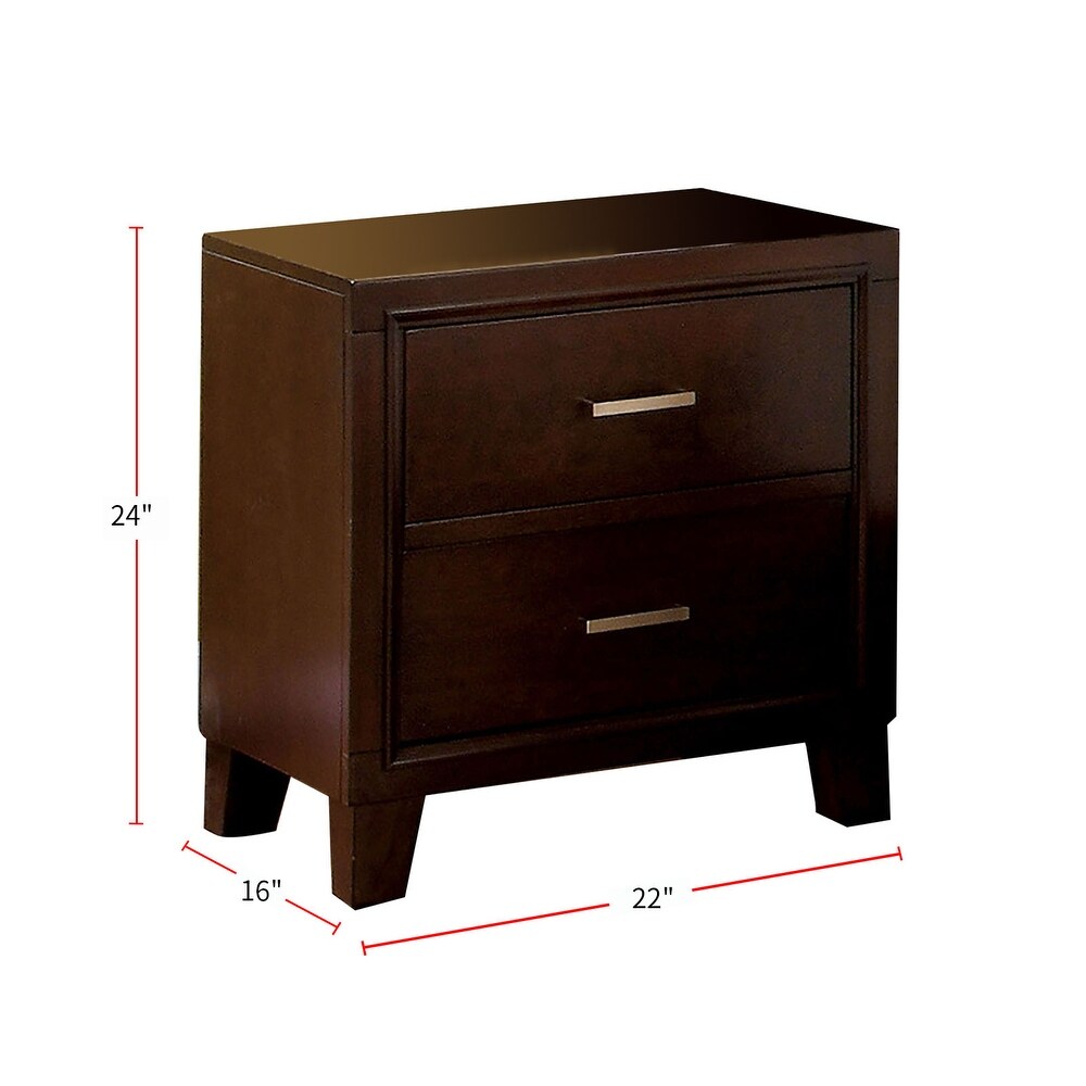 2 Drawers Wood Nightstand