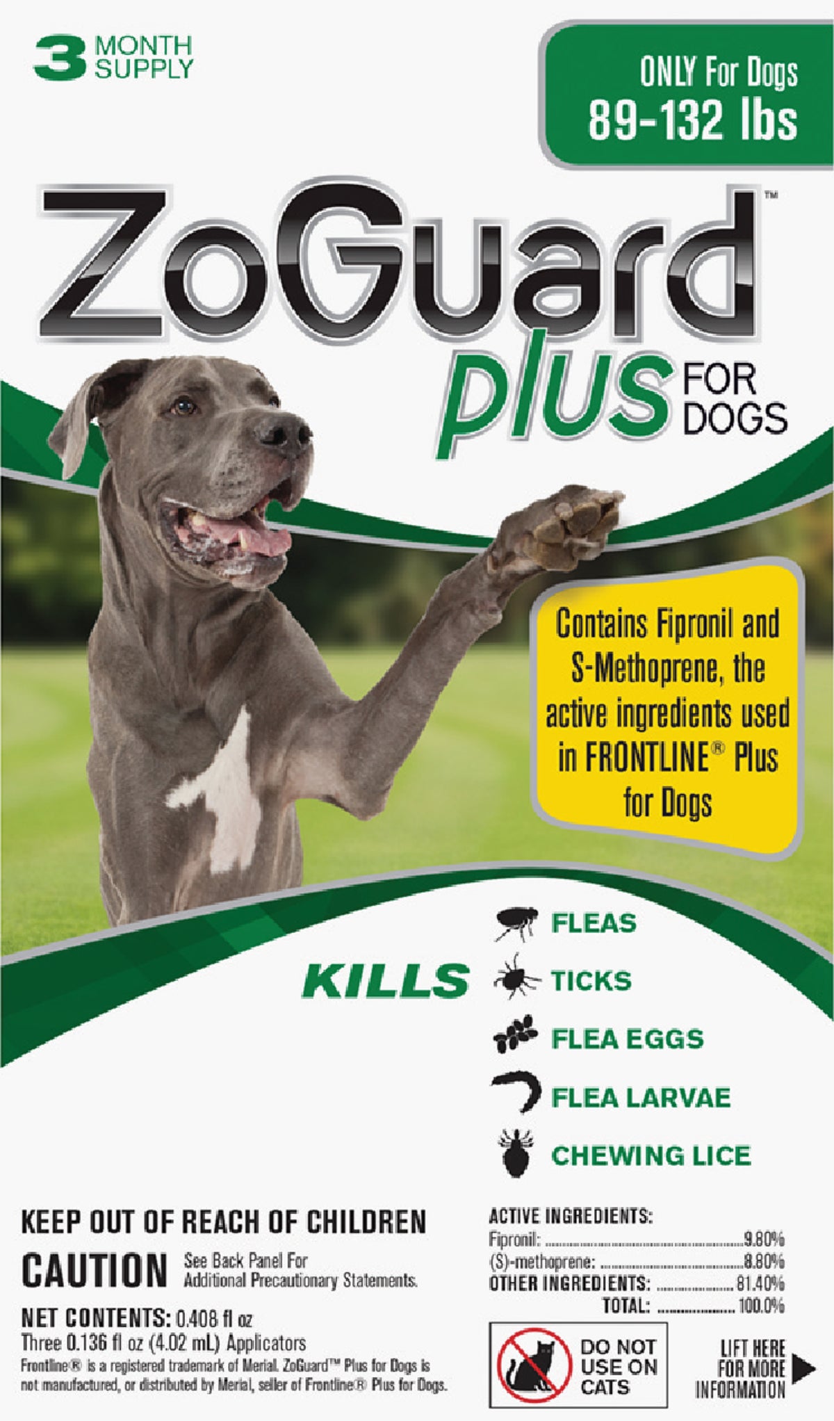 ZoGuard Plus For Dogs Fleaamp Tick Treatment (3) 0.136 Oz. Tubes