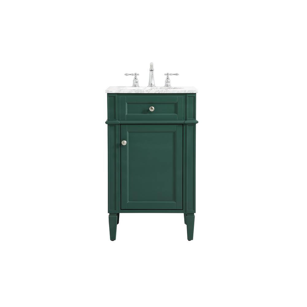 Simply Living 21 in. W x 21.5 in. D x 35 in. H Bath Vanity in Green with Carrara White Marble Top SL37563GN