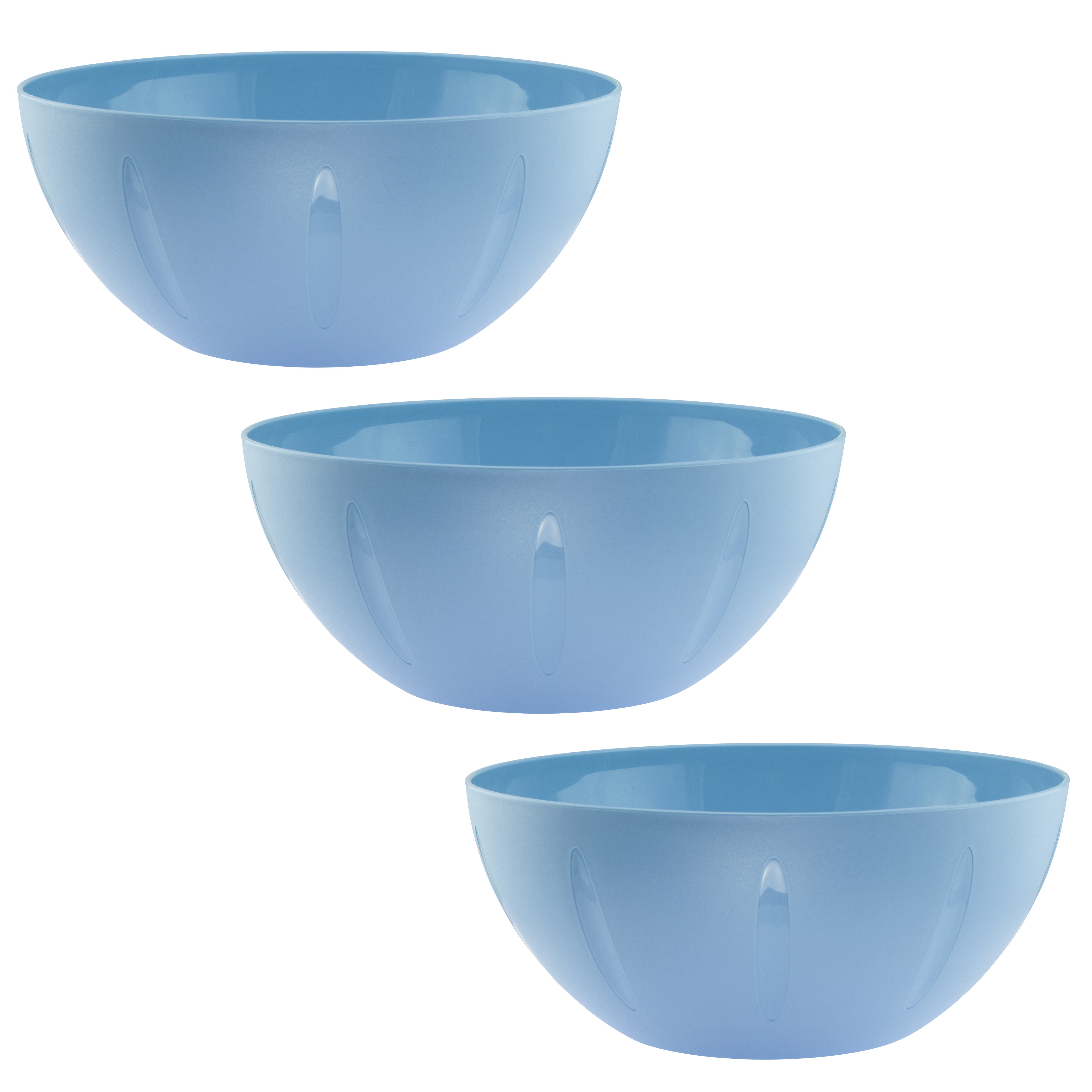 YBM Home 10 inch Plastic Serving Bowls - 3 Pack， Blue