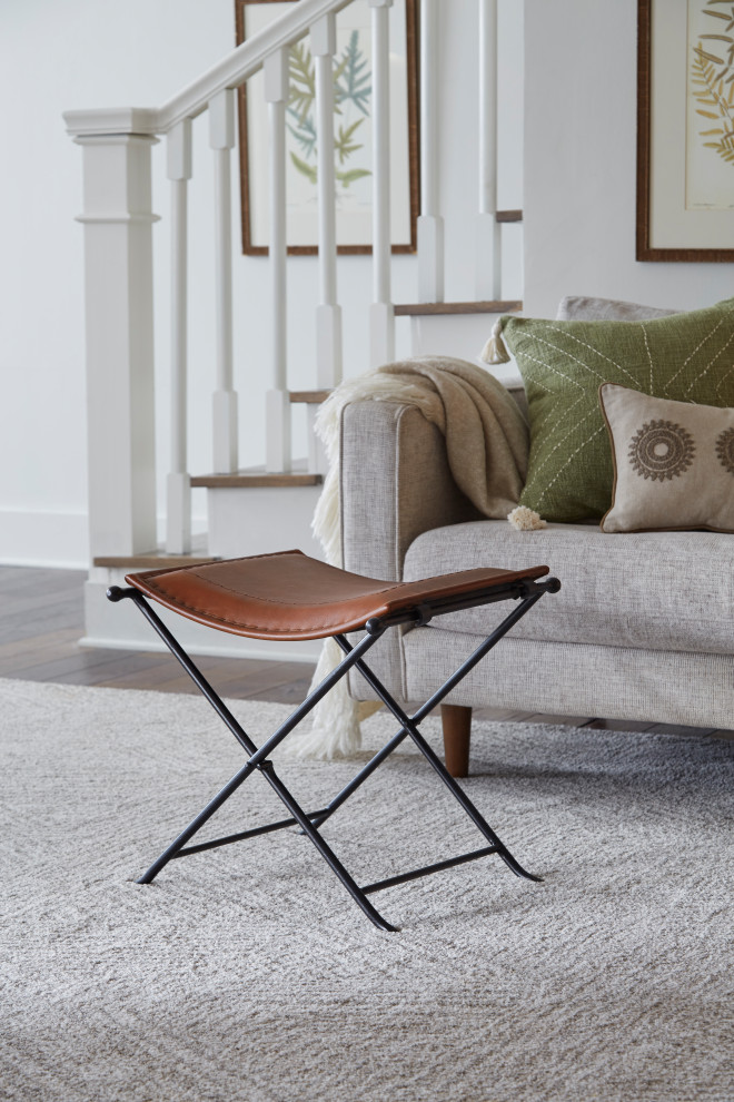 Silla Top Grain Leather Saddle Seat Bench  Cinnamon   Industrial   Vanity Stools And Benches   by Martin Svensson Home  Houzz