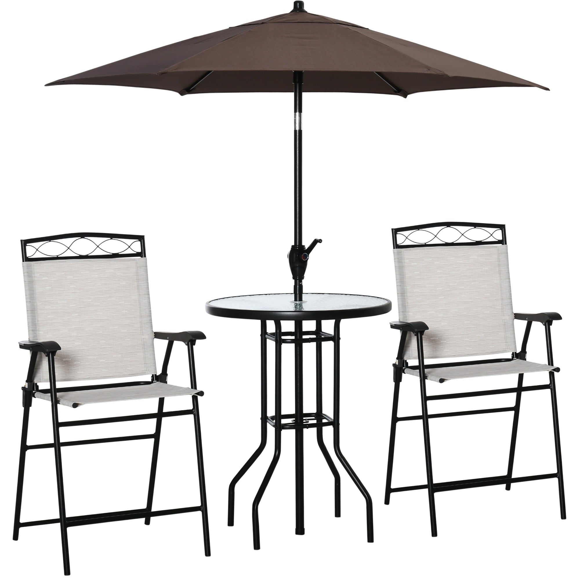 4 Pcs Outdoor Garden Folding Umbrella Table Chair Patio Bistro Set Steel