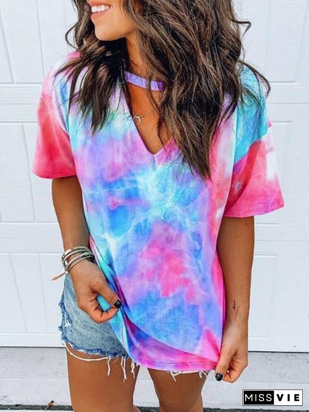 Tie Dye Printed Multicolor T-Shirt