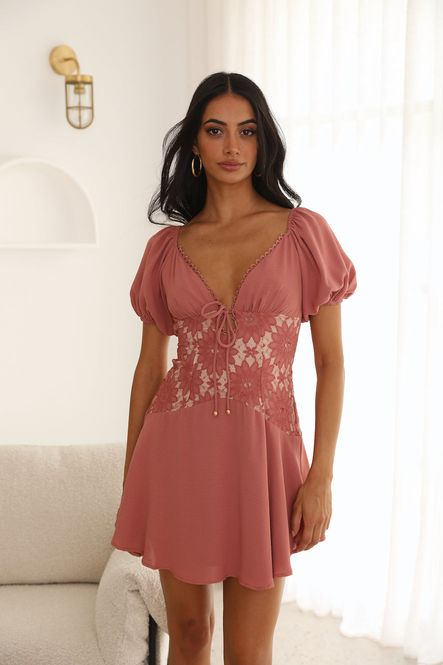 Lover Of Lace Mini Dress Rose