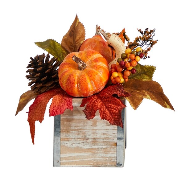 8 Fall Pumpkin，Gourd，Berries and Pinecones Artificial Arrangement