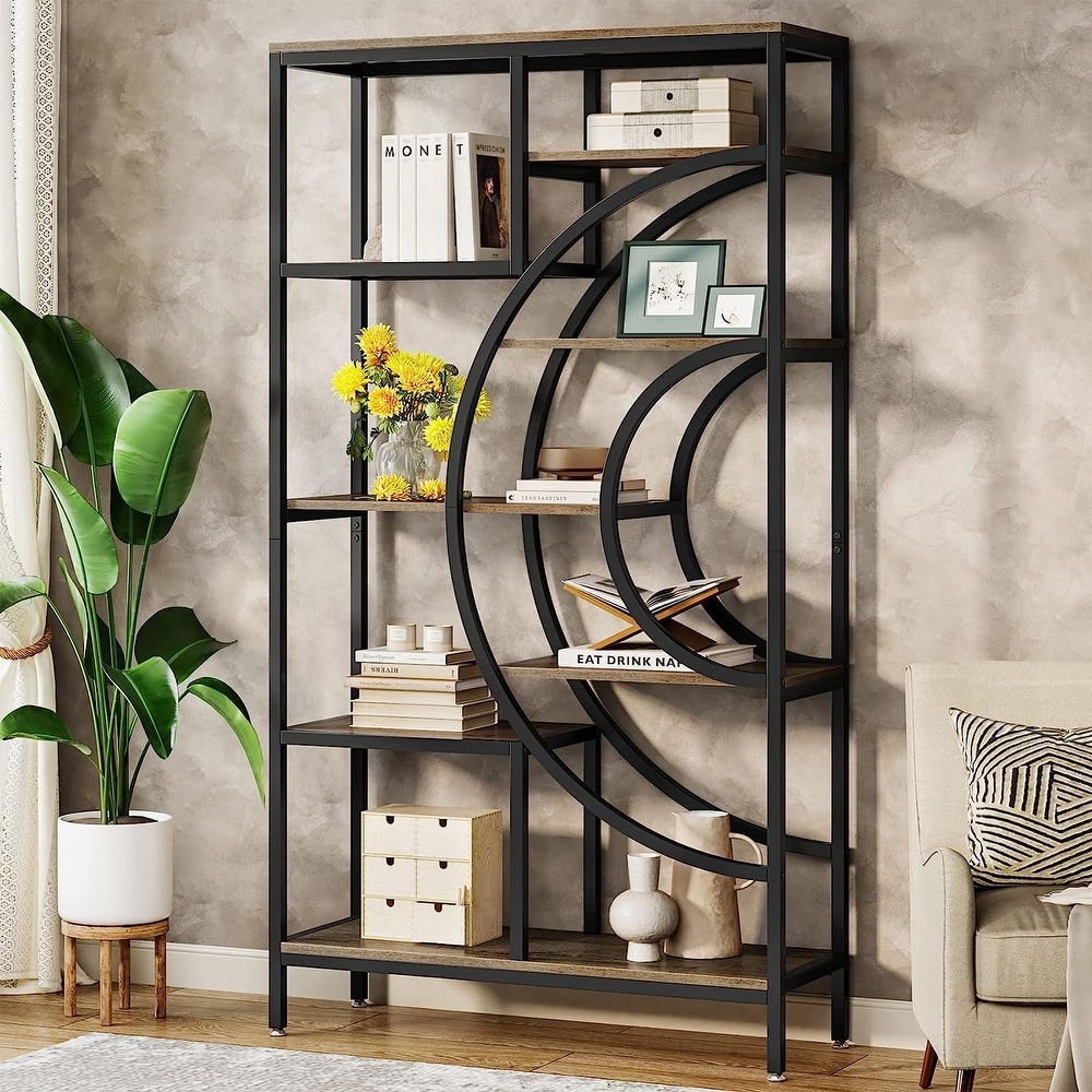 71 inches Geometric Bookcase  8 Tiers Bookshelves for Home Office