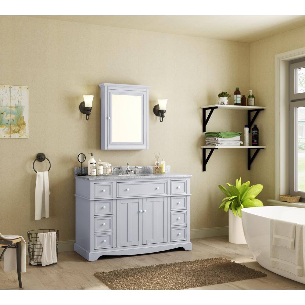 Home Decorators Collection Fremont 49 in. W x 22 in. D x 34 in. H Vanity in Grey with Grey Granite Top and White Sink TJ-FTV4922GR