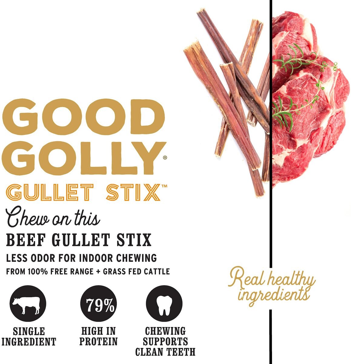 I and Love and You Good Golly Gullet Sticks Dog Treats， 6-in