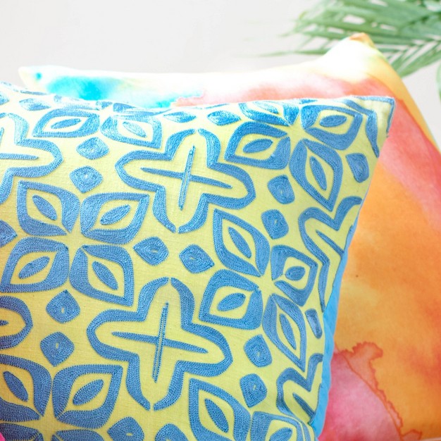 Beauty Embroidered Decorative Pillow Blue sunshine Rochelle Porter