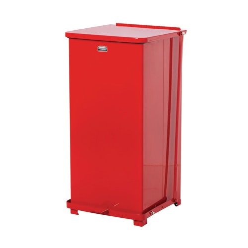 Rubbermaid FGST24EPLRD Defenders Square 13-Gallon Step Trash Can， Red