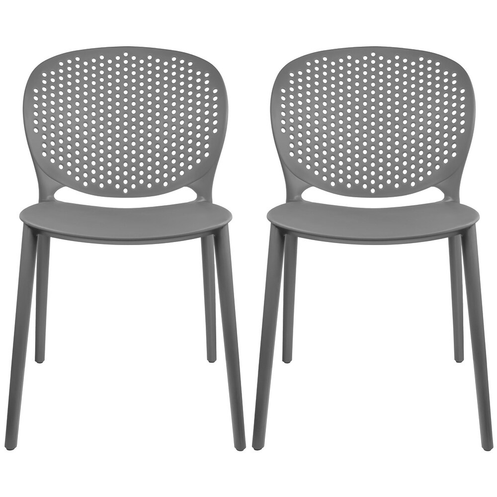 Armless Stacking Molded Matte Dining Side Chairs (Set of 2)