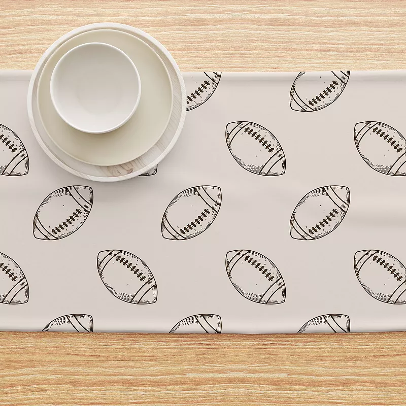 Table Runner， 100% Cotton， 16x72， Football Sketch