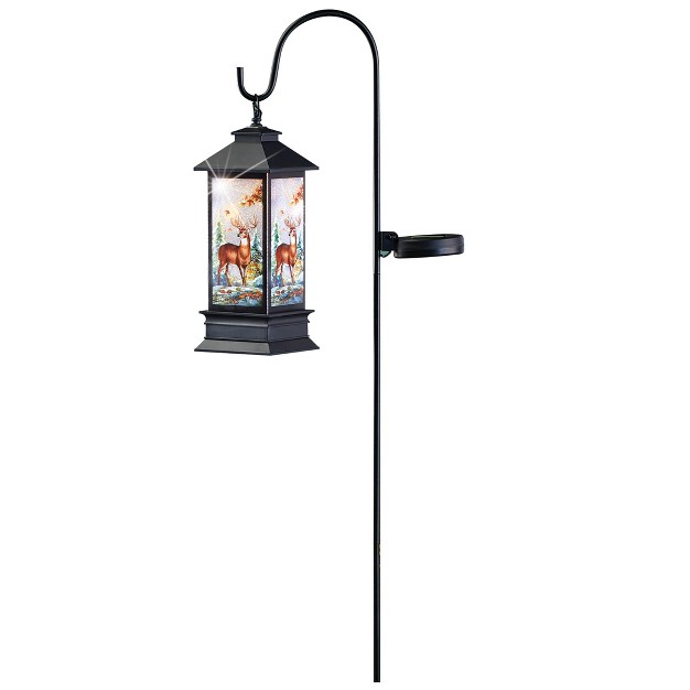 Collections Etc Solar Powered Deer Lantern With Shepherd Hook 4 X 4 X 11