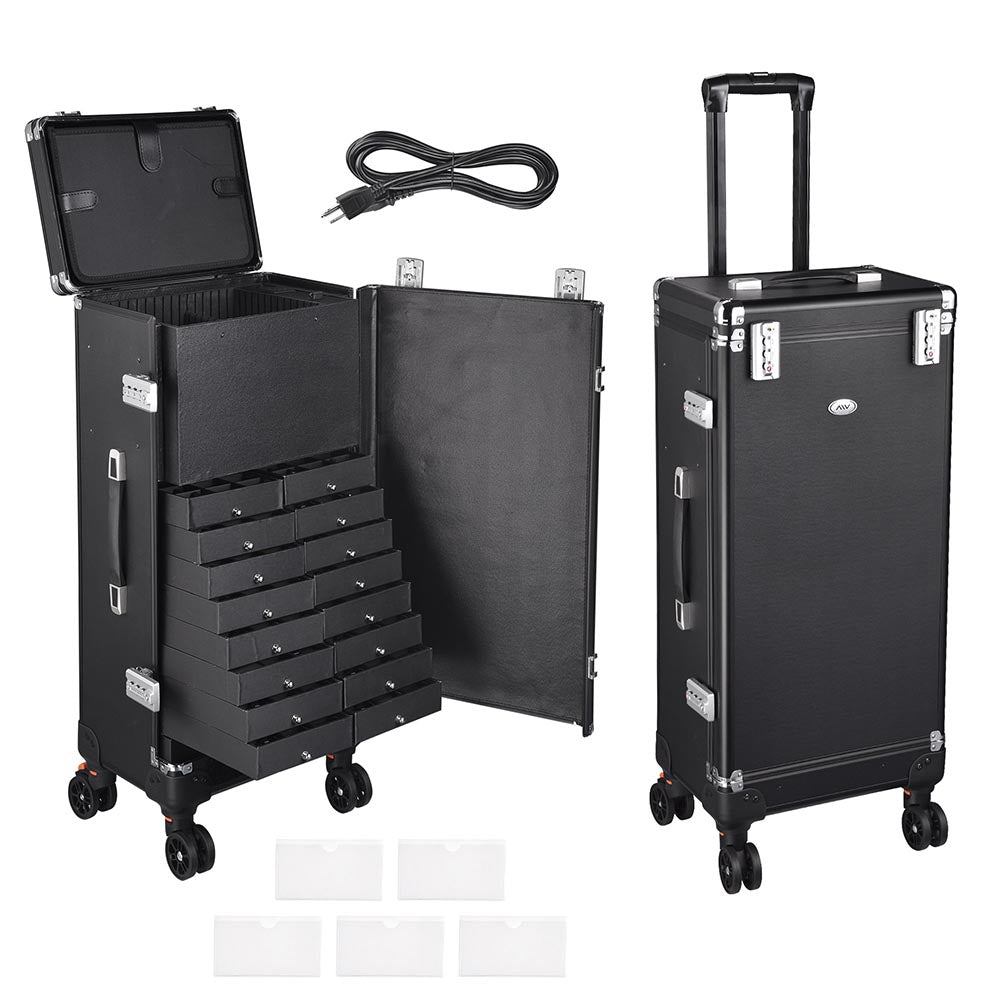 Yescom Rolling Jewelry Case with TSA Locks Vendor Travel Jewelry Case