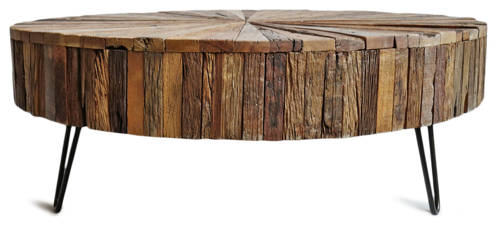 Salvaged Round Pinwheel Coffee Table   Rustic   Coffee Tables   by Design Mix Furniture  Houzz