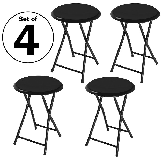 Trademark Home Heavy duty 24 inch Folding Stools With Padded Seats Black Set Of 4