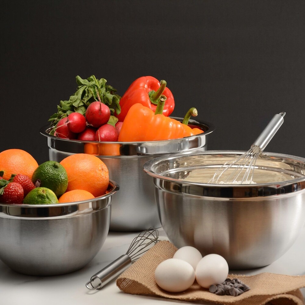 Stainless Steel Mixing Bowls (Set of 5) for Baking  Cooking Includes 0.75  1.5  3  5  8 Quart  Stackable for Convenient Storage