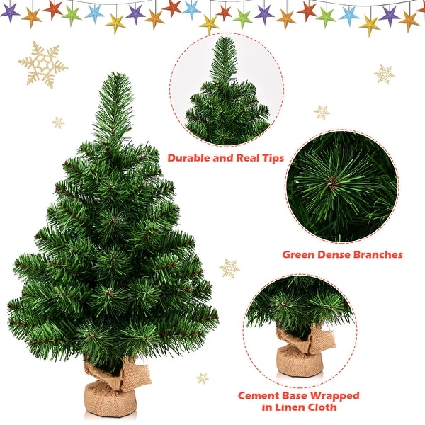 Costway 2Ft Season Decoration PVC Artificial Small Christmas Tree