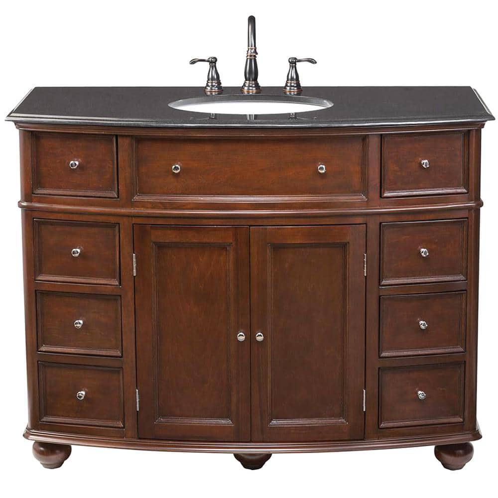 Home Decorators Collection Hampton Harbor 45 in W x 22 in D Bath Vanity in Sequoia with Granite Vanity Top in Black