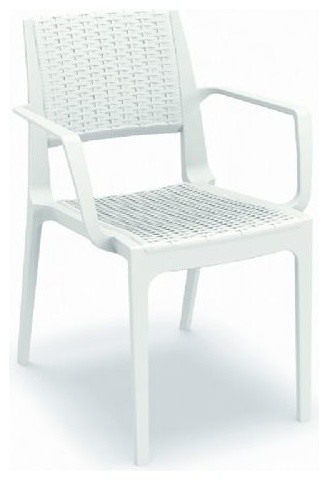 Capri Resin Wickerlook Arm Chair  Set of 2   Contemporary   Outdoor Dining Chairs   by Compamia  Houzz