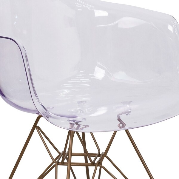 Transparent Side Chair with Arms and Gold Base - Accent and Side Chair