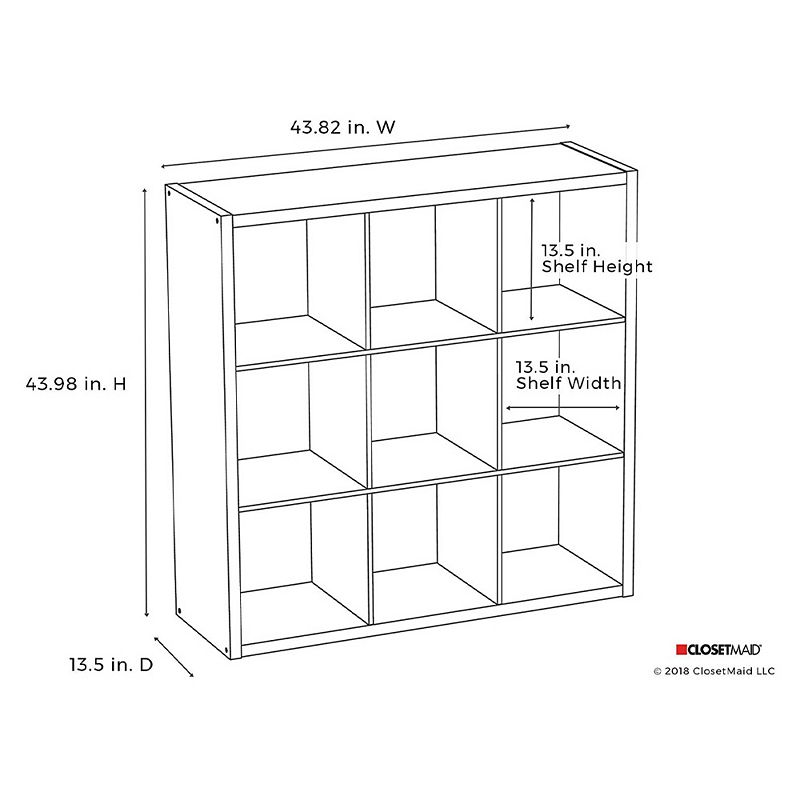 ClosetMaid Decorative Bookcase Open Back 9-Cube Storage Organizer， Graphite Gray