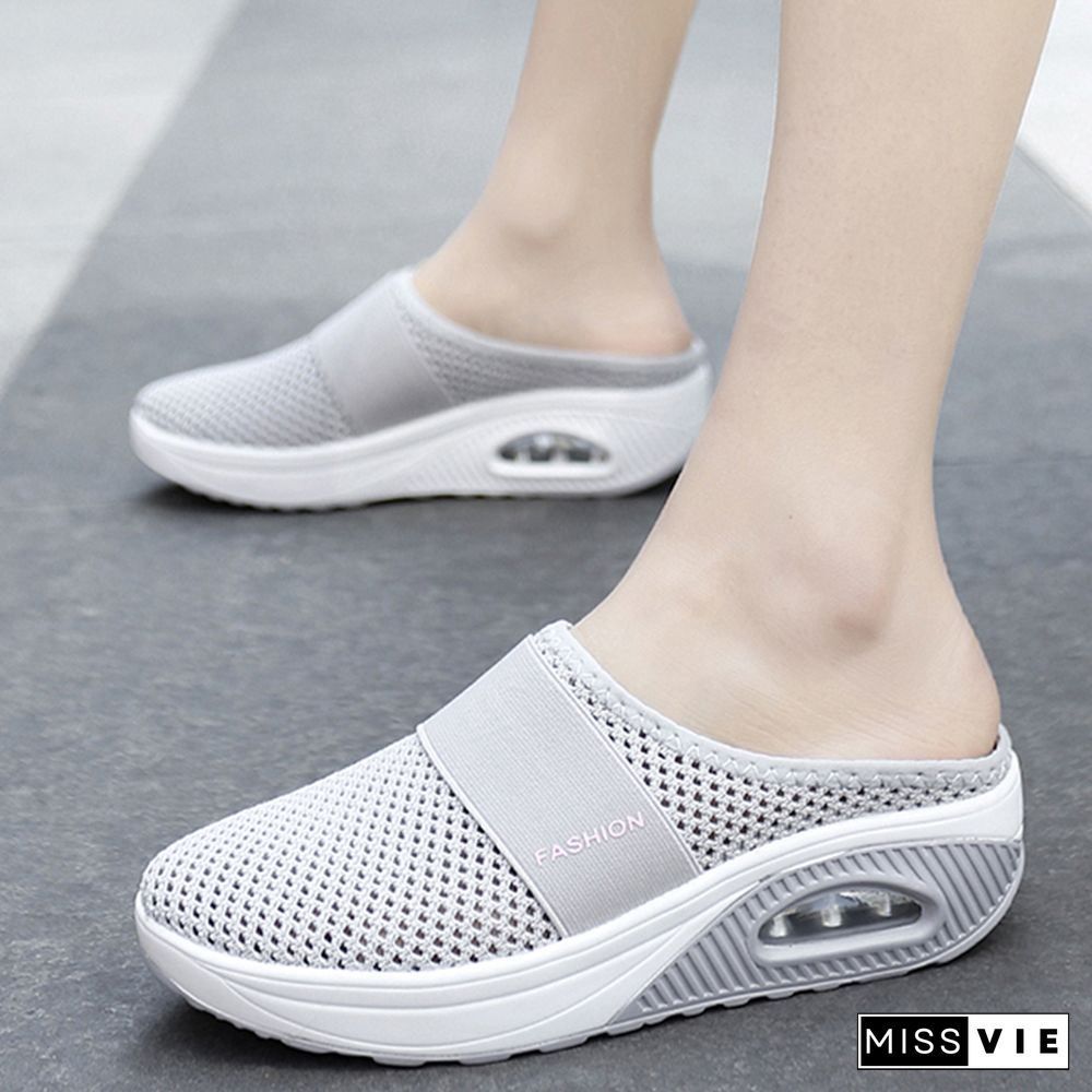 Women Sandals Fashion Wedges Platform Shoes Female Slides Slippers Breathable Mesh Lightweight Ladies Footwear