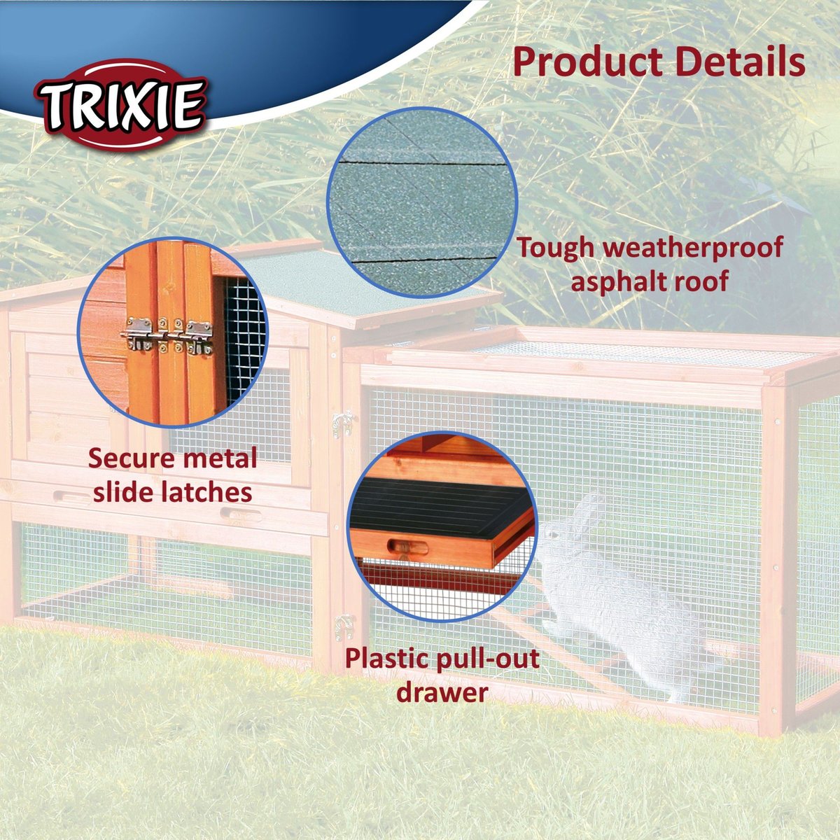 TRIXIE Small Animal Hutch with Outdoor Run， X-Small