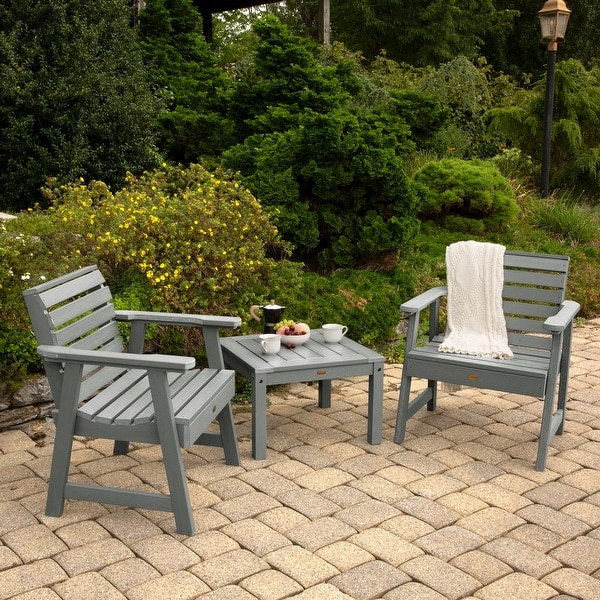 2 Highwood Weatherly Garden Chairs with 1 Square Side Table