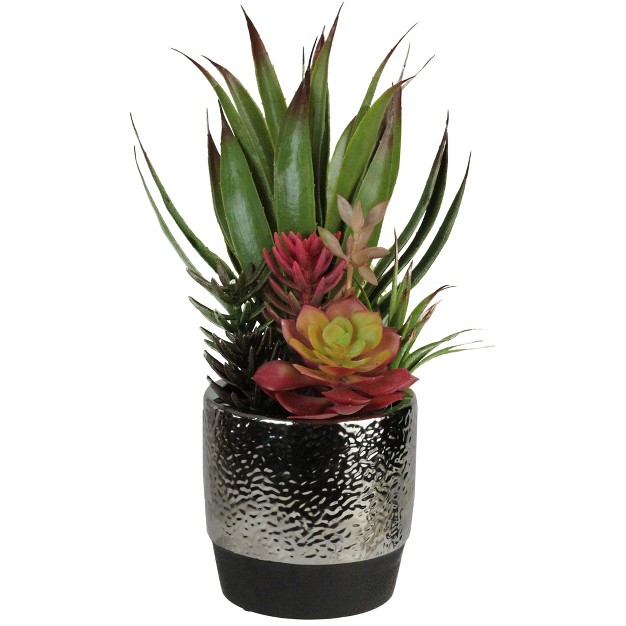 Succulents And Agave Artificial Potted Plant Green red