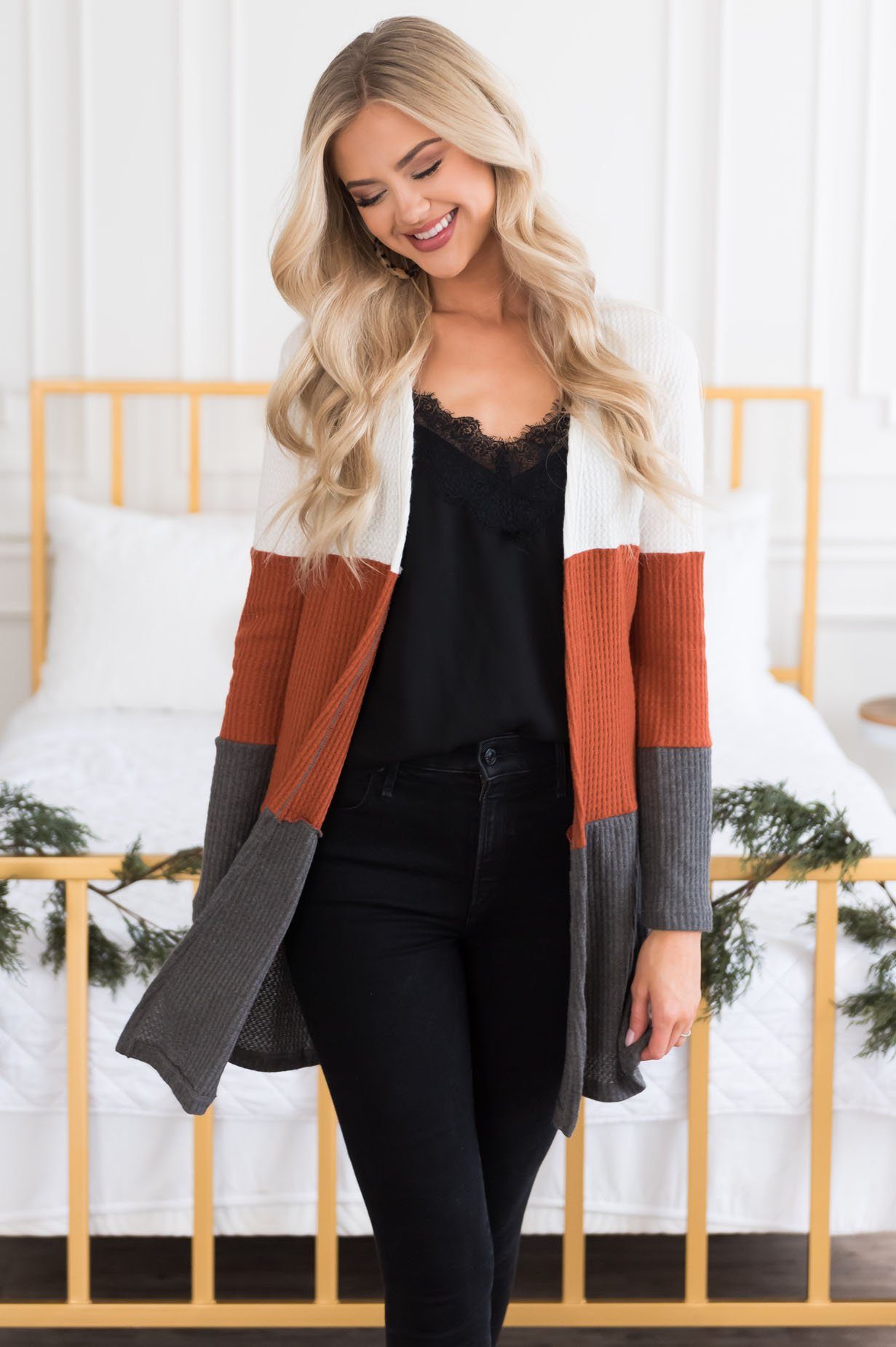 Candy Corn Modest Thermal Cardigan