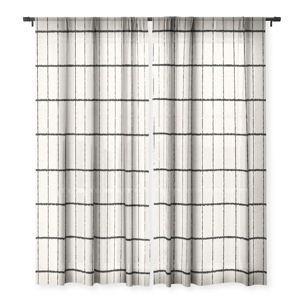 Holli Zollinger Linen Grid Single Panel Sheer Window Curtain Deny Designs