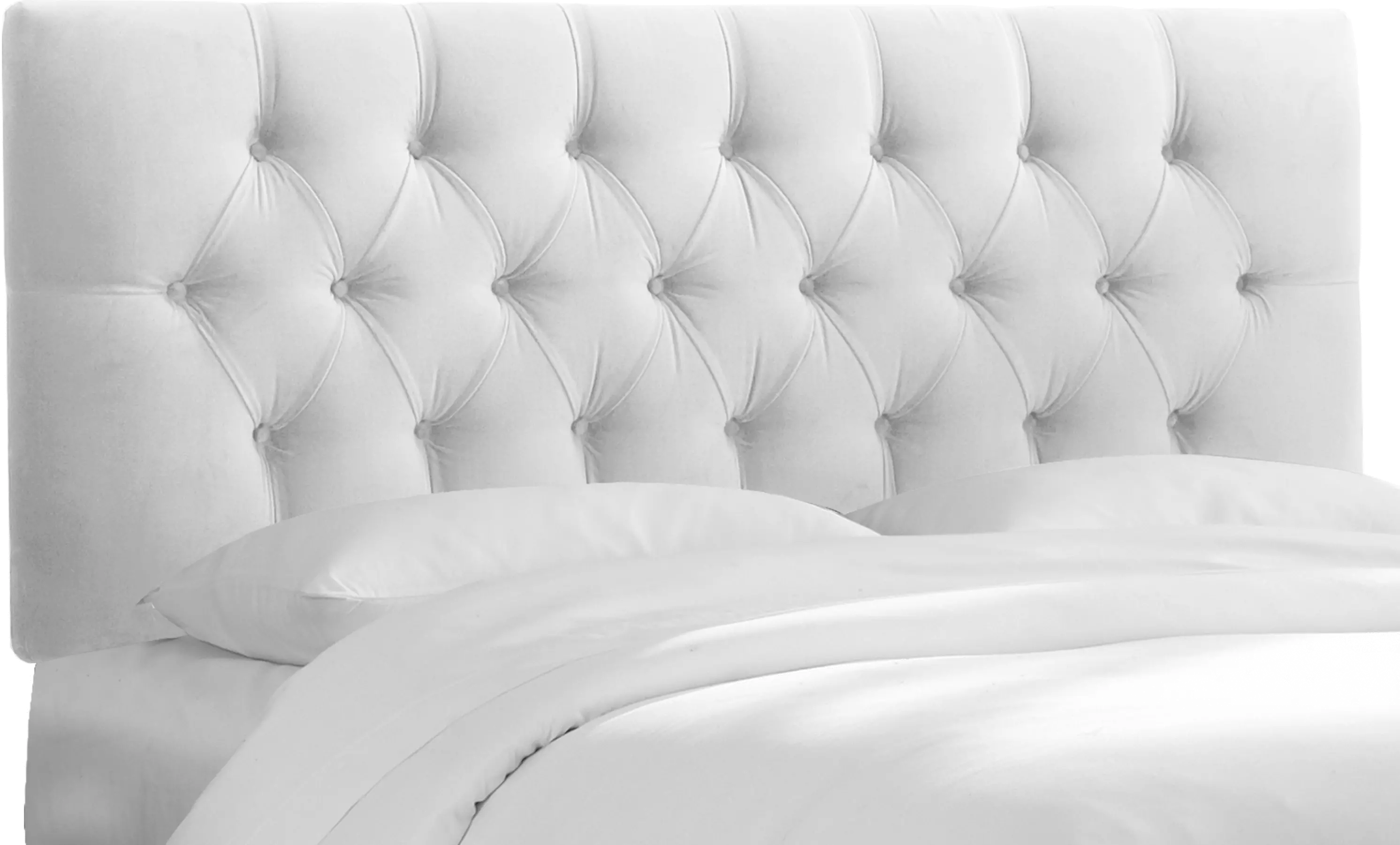 Julia Velvet White Tufted Queen Upholstered Headboard - Skyline Furniture