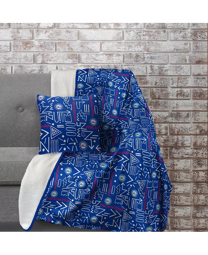 Pegasus Home Fashions Philadelphia 76ers Doodle Pop Poly Span Blanket and Pillow Combo Set