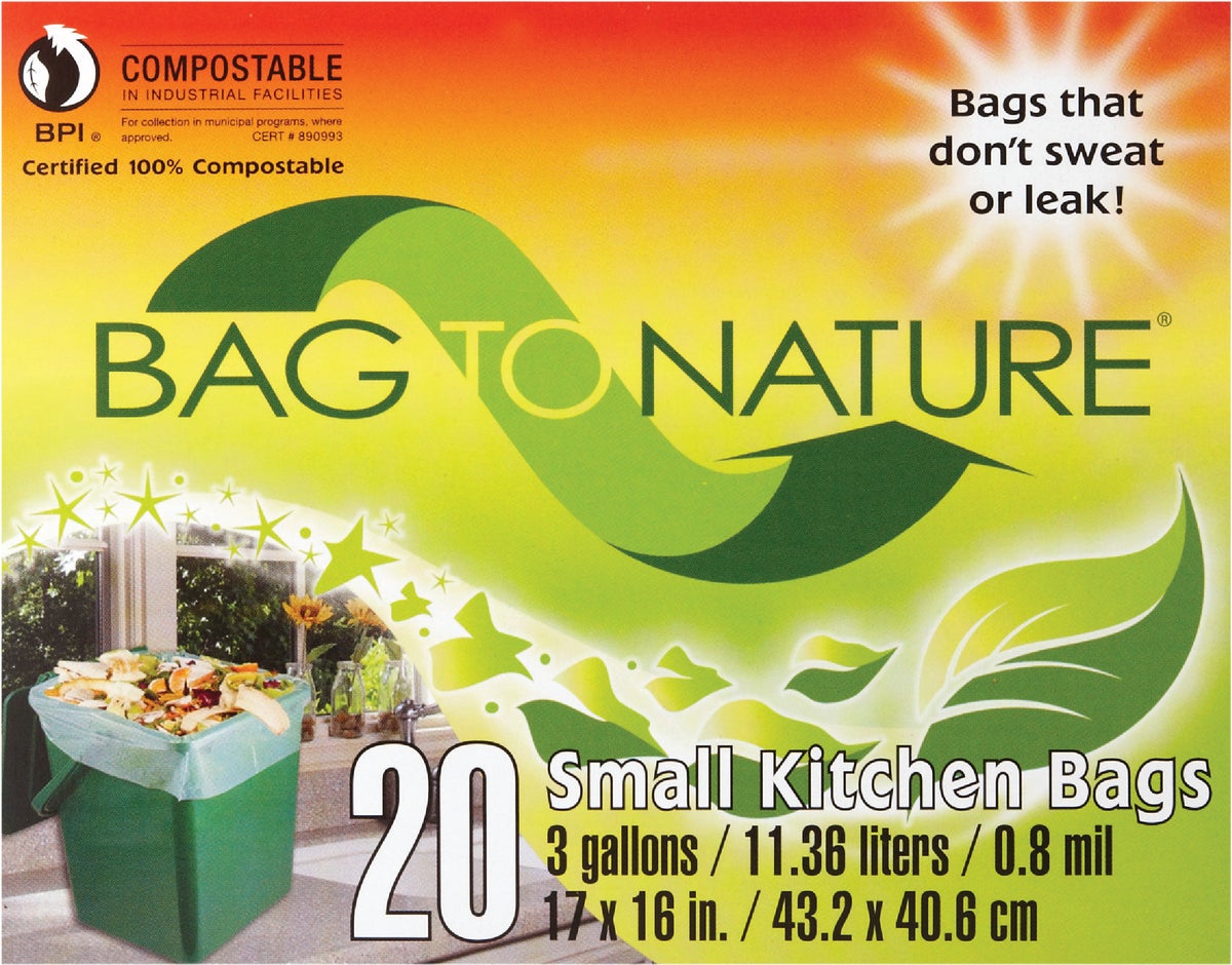 Bag-To-Nature Compostable Trash Bag 3 Gal. Green