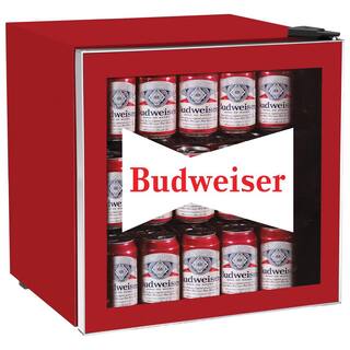 Budweiser 1.8 cu. ft. Compact Mini Fridge with Glass Door in Red without Freezer MIS168BUD