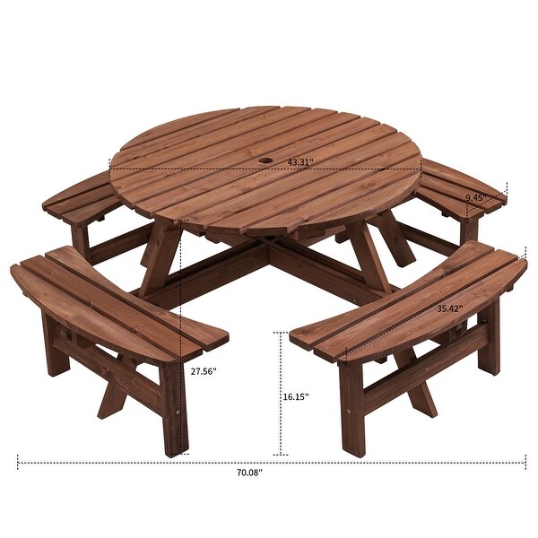 Classic Farmhouse Style Wooden Picnic Table with Integrated Benches