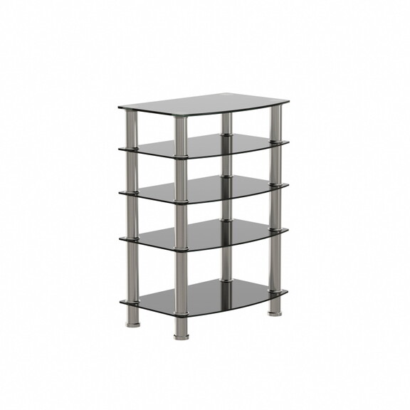 5 Tier Tempered Glass Side Table Stainless Steel F...