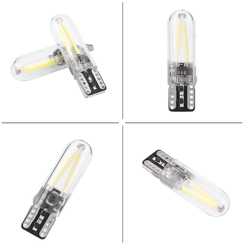 Pair Of 8-28v W5w T10 Glass Cob ment Led Car Reading Drl Turn Signal Led Bulb White Light