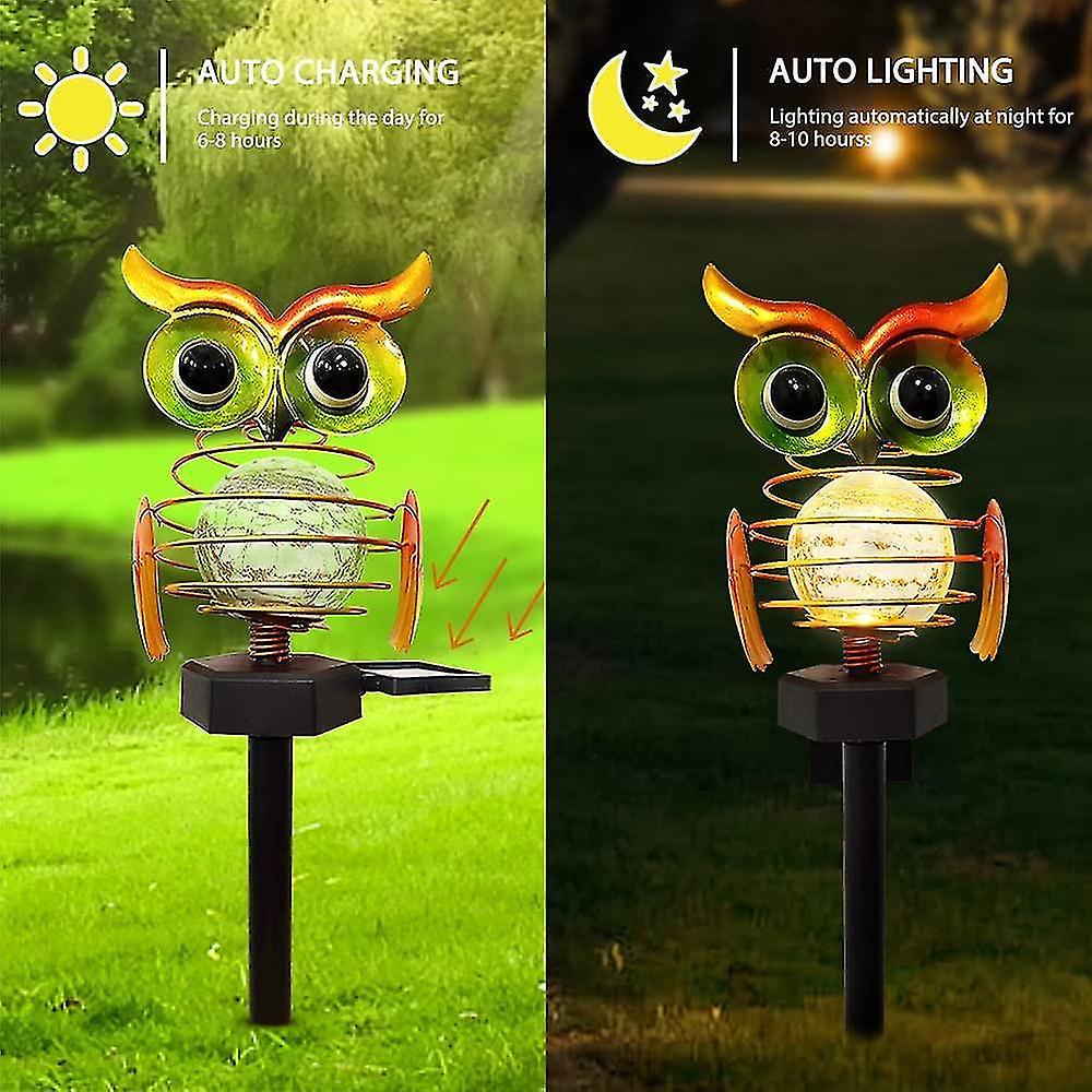 Solar Garden Lights Outdoor， Solar Owl Lights Waterproof Decor， Garden Stake Lights  Powered