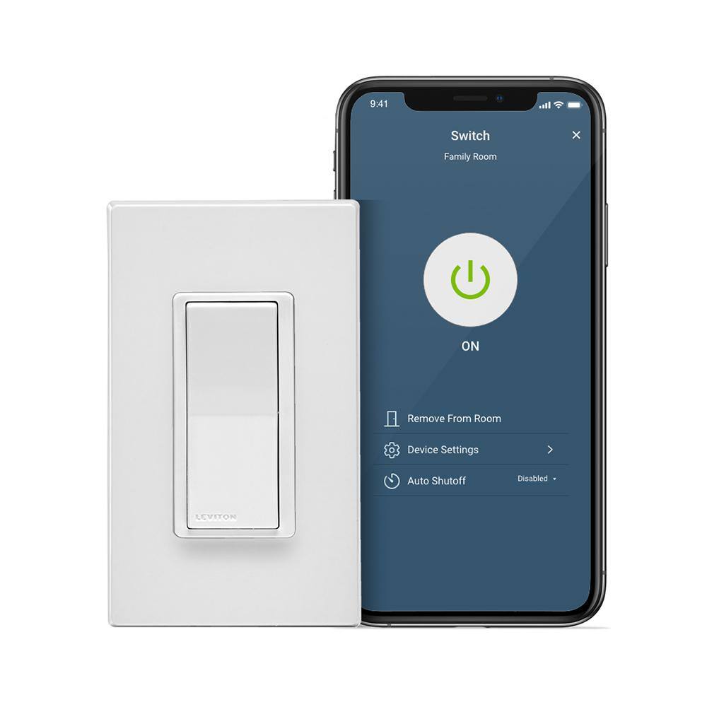 Leviton Decora Smart 15 Amp Wi-Fi Smart Rocker Light Switch with Alexa Google and HomeKit 2nd Gen White R02-D215S-1RW