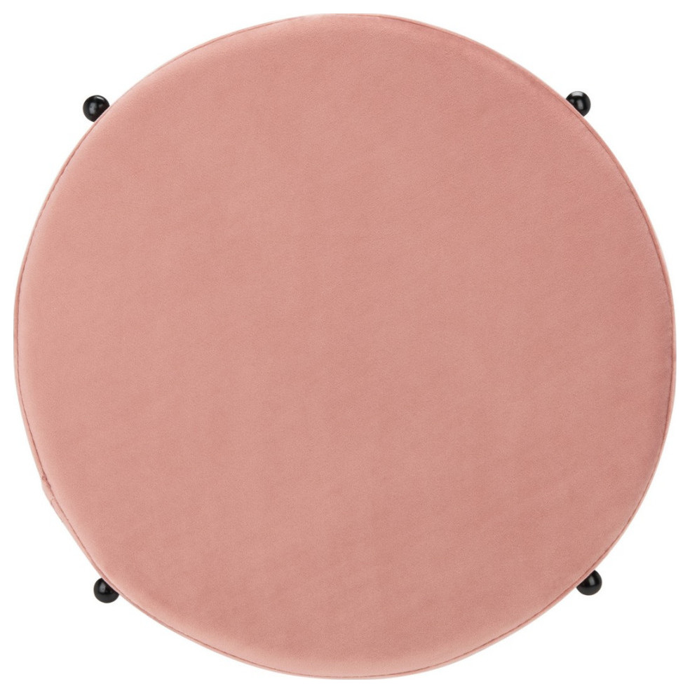 Benedict Round Ottoman Dusty Rose/ Black   Midcentury   Footstools And Ottomans   by AED Luxury Home Decor  Houzz